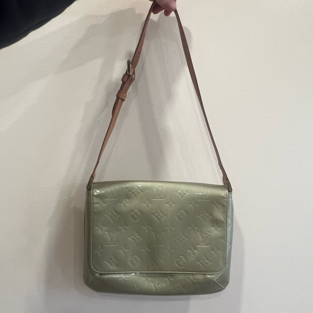Authentic Louis Vuitton Thompson Vernis in Sage Green